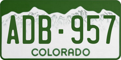CO license plate ADB957