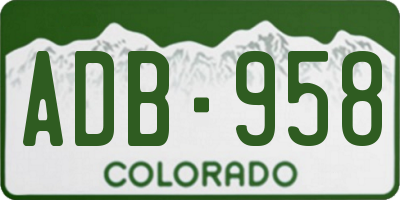 CO license plate ADB958