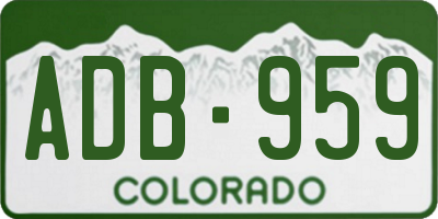 CO license plate ADB959