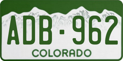 CO license plate ADB962