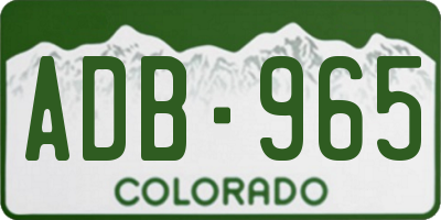 CO license plate ADB965