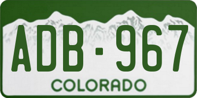 CO license plate ADB967