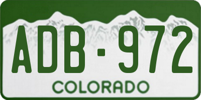 CO license plate ADB972