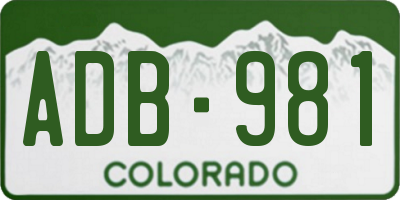 CO license plate ADB981