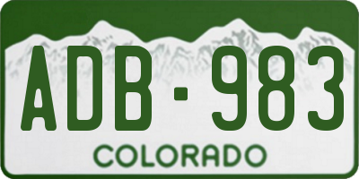 CO license plate ADB983
