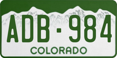 CO license plate ADB984
