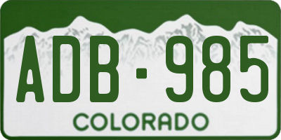 CO license plate ADB985