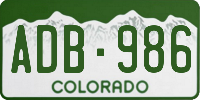 CO license plate ADB986