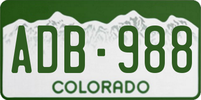 CO license plate ADB988