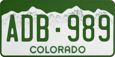 CO license plate ADB989