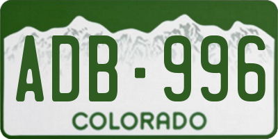 CO license plate ADB996
