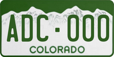 CO license plate ADC000