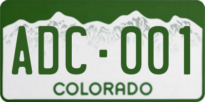 CO license plate ADC001