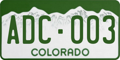 CO license plate ADC003