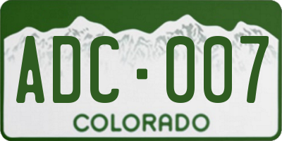 CO license plate ADC007