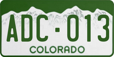CO license plate ADC013