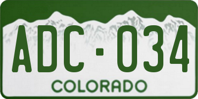 CO license plate ADC034
