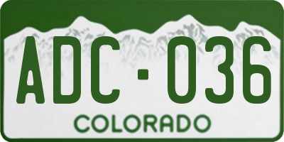 CO license plate ADC036