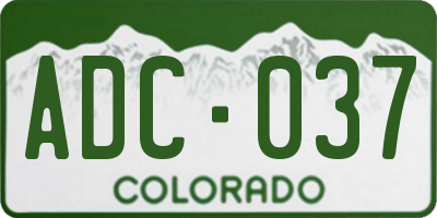 CO license plate ADC037