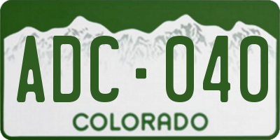 CO license plate ADC040