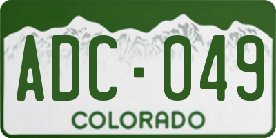 CO license plate ADC049