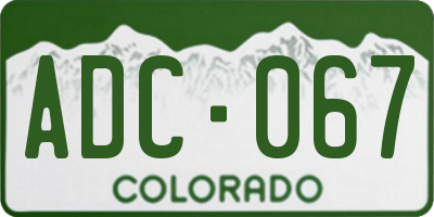 CO license plate ADC067