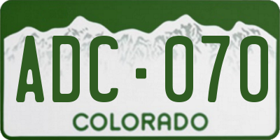 CO license plate ADC070