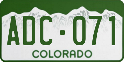 CO license plate ADC071