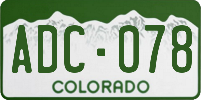 CO license plate ADC078