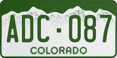 CO license plate ADC087