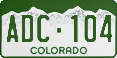 CO license plate ADC104