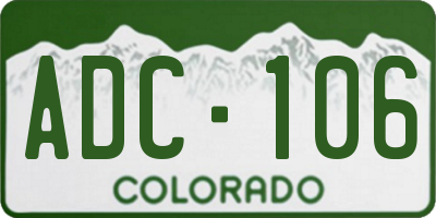 CO license plate ADC106