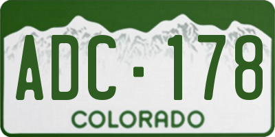 CO license plate ADC178