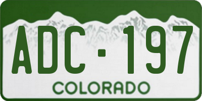 CO license plate ADC197