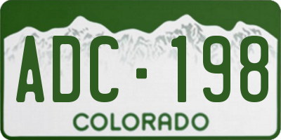 CO license plate ADC198
