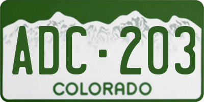 CO license plate ADC203