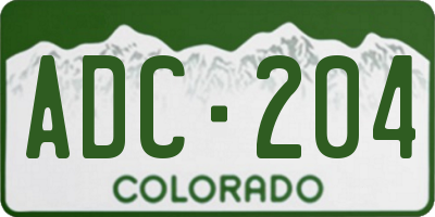 CO license plate ADC204
