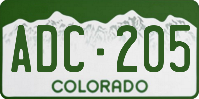 CO license plate ADC205