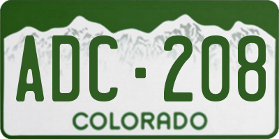 CO license plate ADC208