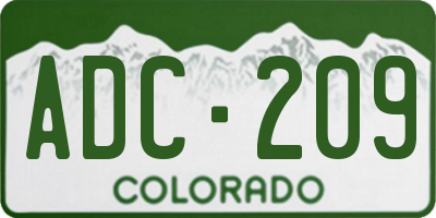 CO license plate ADC209