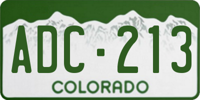 CO license plate ADC213