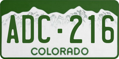 CO license plate ADC216