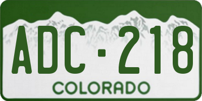 CO license plate ADC218