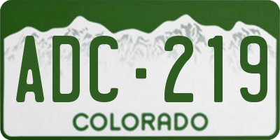 CO license plate ADC219