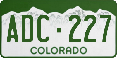 CO license plate ADC227