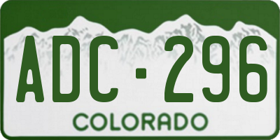 CO license plate ADC296