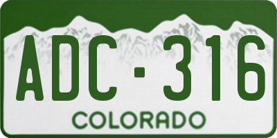 CO license plate ADC316