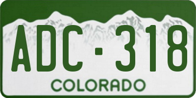 CO license plate ADC318