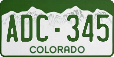CO license plate ADC345