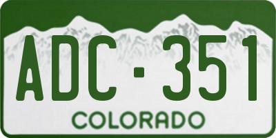 CO license plate ADC351